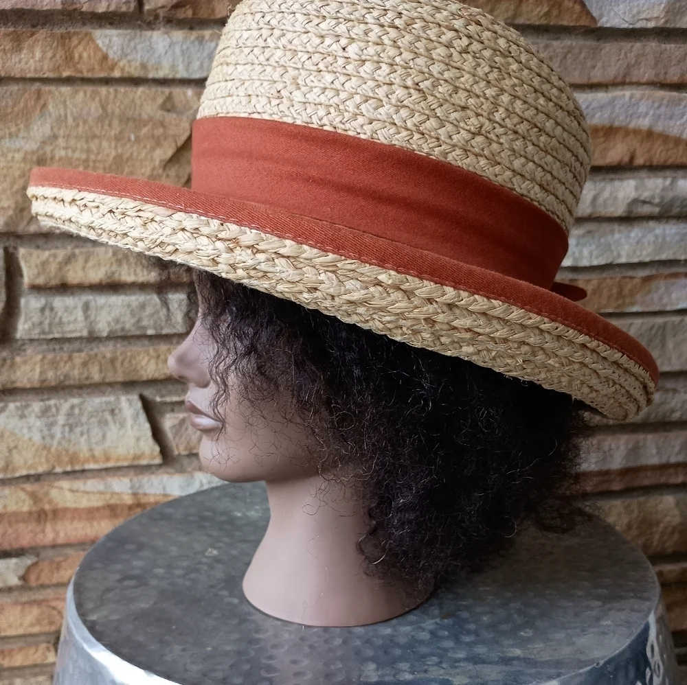 Sun & Sand Stylish Tan and Orange Women's Straw Hat
